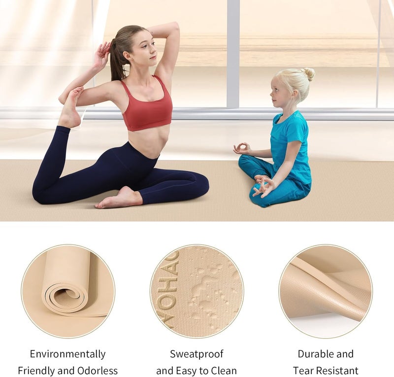 wohao Extra Wide & Thick 8mm Yoga Mat, 72"x31.5" Large Non Slip Exercise Mat, Premium POE Material for Superior Cushioning & Stability, with Strap for Home Gym, Pilates - Image 4